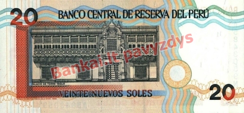 20 Nuevos  banknoto galinė pusė