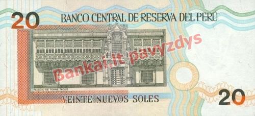 20 Nuevos  banknoto galinė pusė