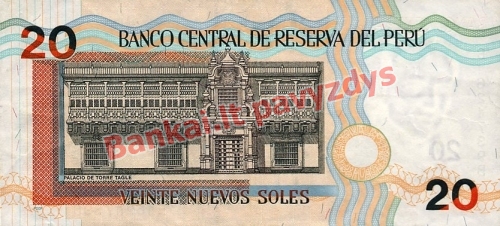 20 Nuevos  banknoto galinė pusė