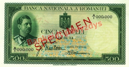 500 Lėjų banknoto priekinė pusė