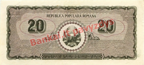 20 Lėjų banknoto galinė pusė