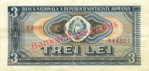3 Lėjų banknoto priekinė pusė