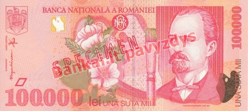 100000 Lėjų banknoto priekinė pusė