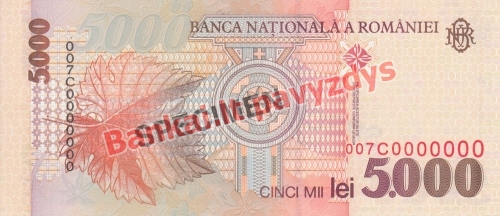 5000 Lėjų banknoto galinė pusė