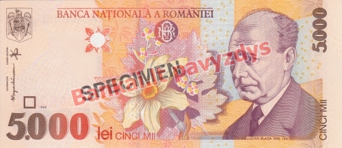 5000 Lėjų banknoto priekinė pusė