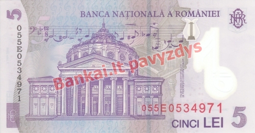 5 Lėjų banknoto galinė pusė
