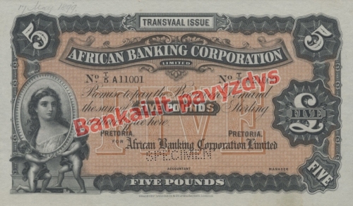 5 Svarų banknoto priekinė pusė