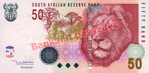 50 Randų banknoto priekinė pusė