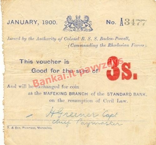 3 Šilingų banknoto priekinė pusė