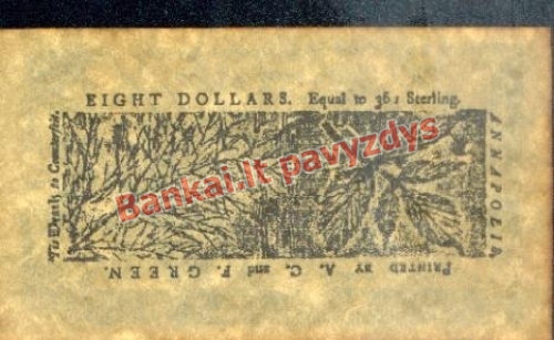 8 Dolerių banknoto galinė pusė