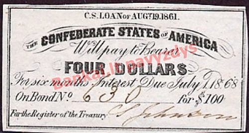 4 Dolerių banknoto priekinė pusė