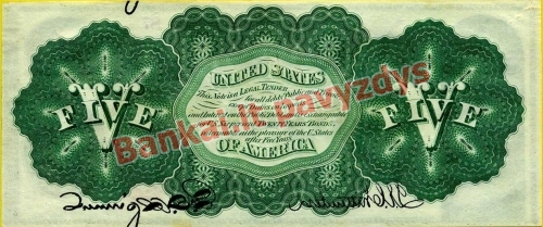 5 Dolerių banknoto galinė pusė