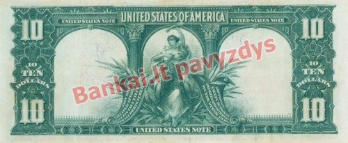 10 Dolerių banknoto galinė pusė