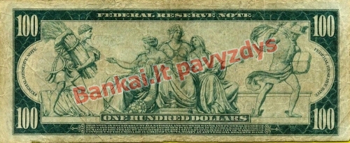 100 Dolerių banknoto galinė pusė