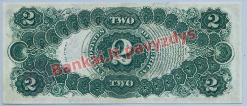 2 Dolerių banknoto galinė pusė