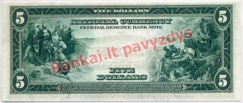 5 Dolerių banknoto galinė pusė