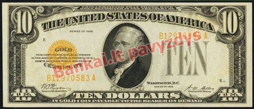 10 Dolerių banknoto priekinė pusė