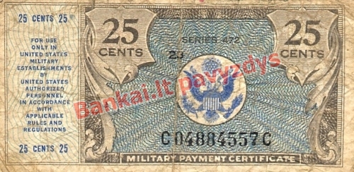 25 Centų banknoto priekinė pusė