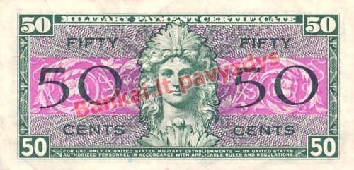 50 Centų banknoto galinė pusė