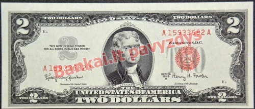 2 Dolerių banknoto priekinė pusė