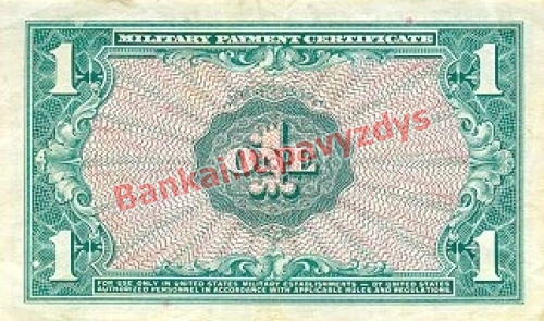 1 Dolerio banknoto galinė pusė