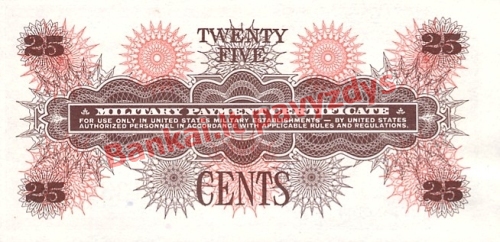 25 Centų banknoto galinė pusė