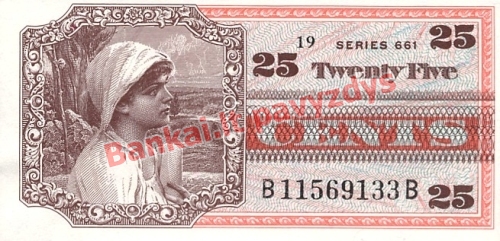 25 Centų banknoto priekinė pusė