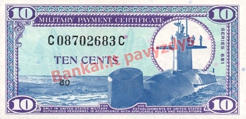 10 Centų banknoto priekinė pusė