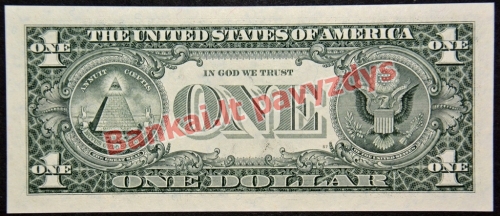 1 Dolerio banknoto galinė pusė