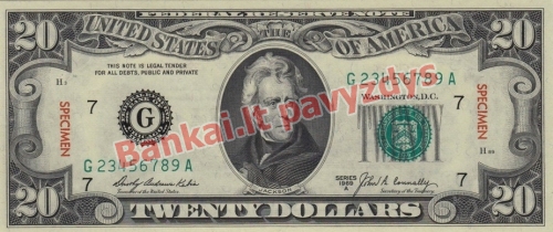 20 Dolerių banknoto priekinė pusė