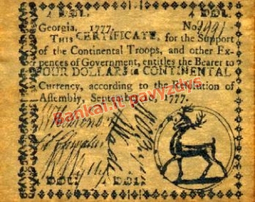 4 Dolerių banknoto priekinė pusė