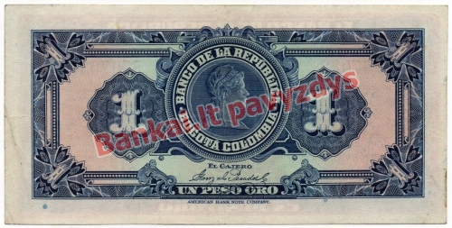 1 Peso banknoto galinė pusė