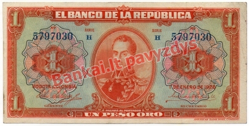 1 Peso banknoto priekinė pusė