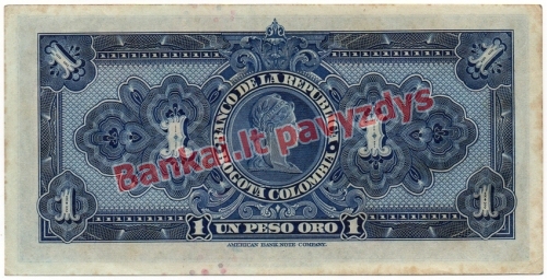 1 Peso banknoto galinė pusė