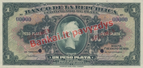 1 Peso banknoto priekinė pusė