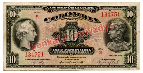 10 Pesų banknoto priekinė pusė