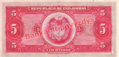 5 Pesos  banknoto galinė pusė