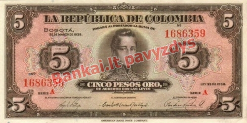 5 Pesos  banknoto priekinė pusė