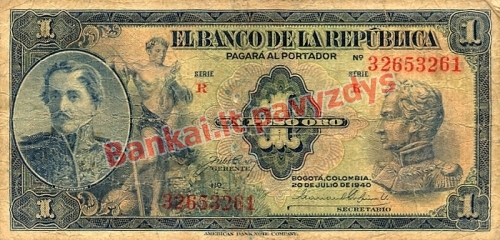 1 Peso  banknoto priekinė pusė