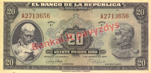 20 Pesos  banknoto priekinė pusė