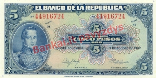 5 Pesos  banknoto priekinė pusė