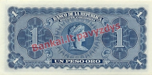 1 Peso  banknoto galinė pusė