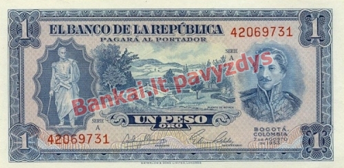 1 Peso  banknoto priekinė pusė