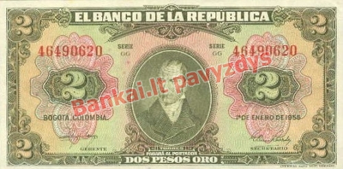 2 Pesų banknoto priekinė pusė