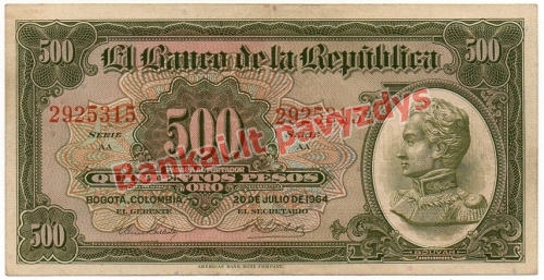 500 Pesų banknoto priekinė pusė