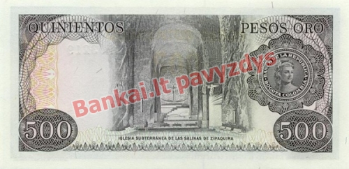 500 Pesos  banknoto galinė pusė