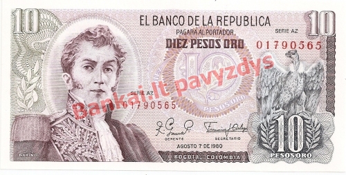 10 Pesų banknoto priekinė pusė
