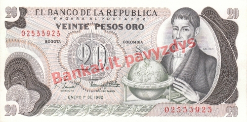 20 Pesų banknoto priekinė pusė