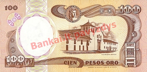 100 Pesos  banknoto galinė pusė