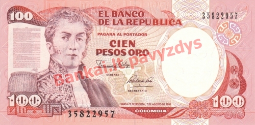 100 Pesų banknoto priekinė pusė